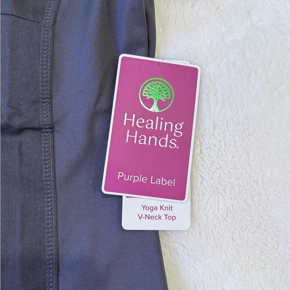 Healing Hands Women's Pewter Grey V-Neck Top - Picture 6 of 9